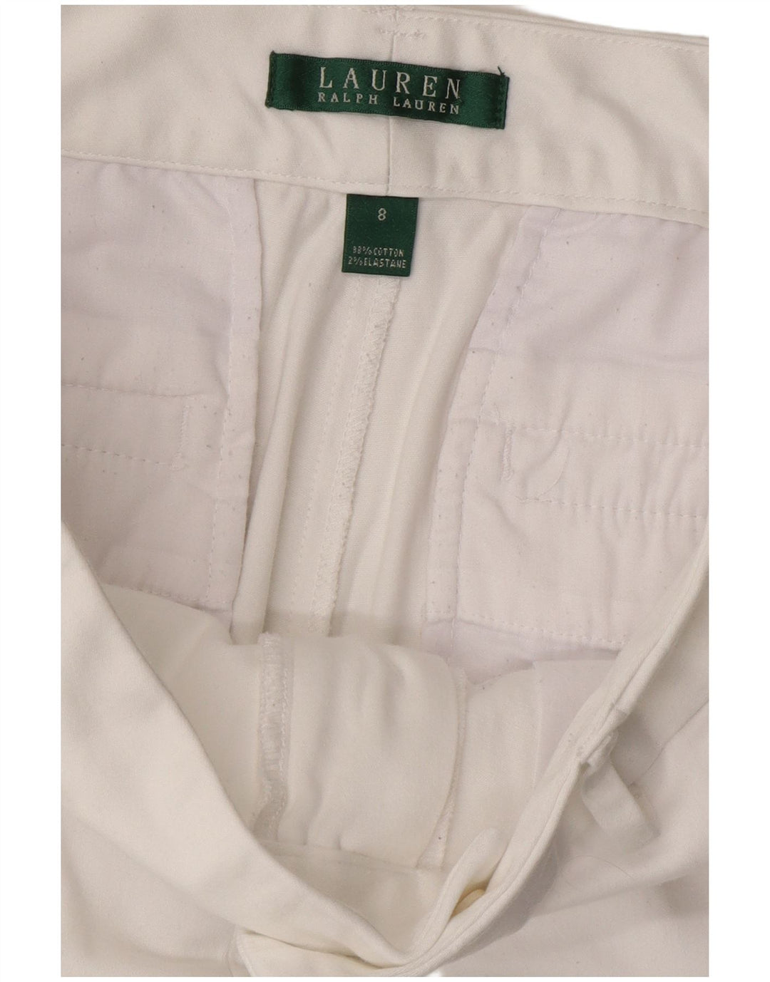 Ralph Lauren pantalones cortos chinos para mujer US 8 mediano W32 algodón blanco