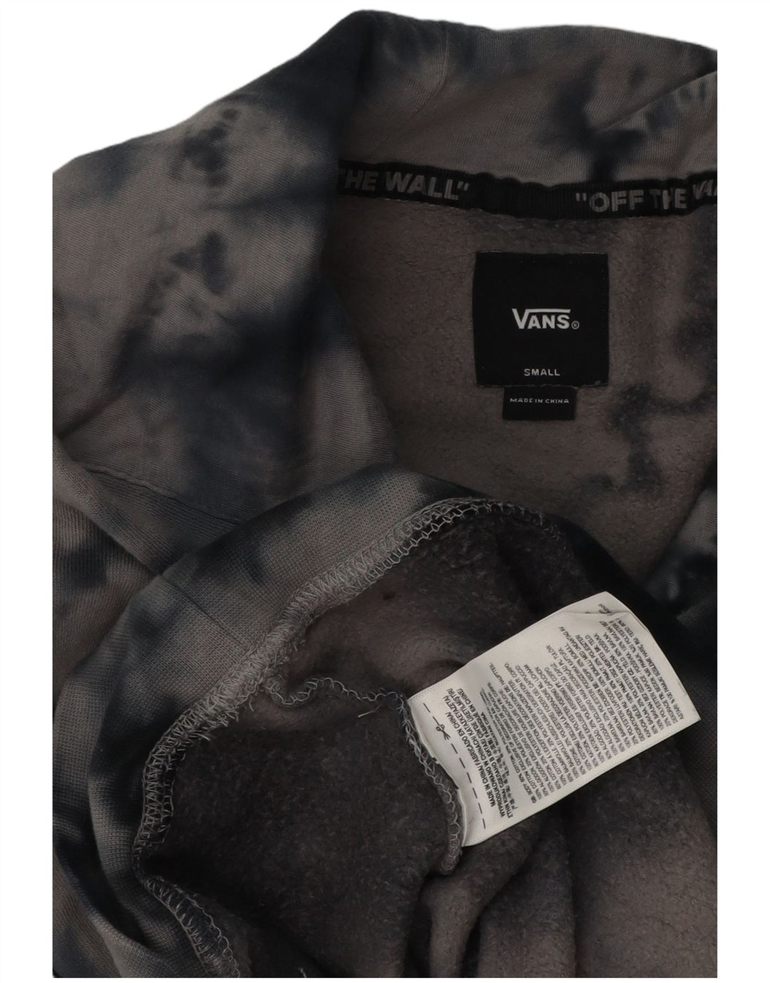 Vans Hombre Sudadera Con Capucha Gráfica Jersey Pequeño Gris Tie Dye Algodón