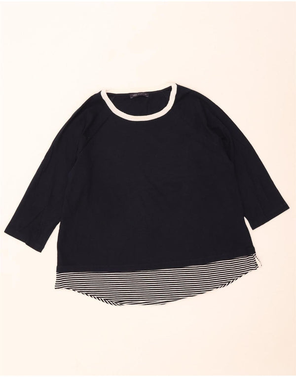Marks & Spencer Blusa de Manga 3/4 para Mujer UK 40 XL Azul Marino Rayas