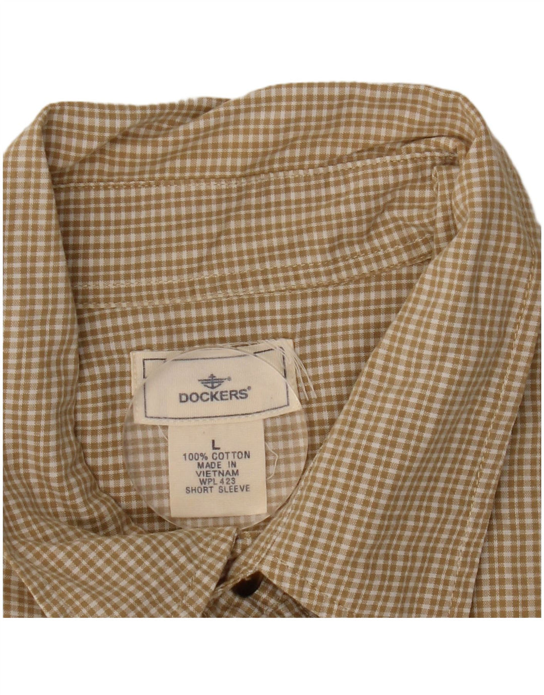 DOCKERS Camisa Manga Corta Hombre Algodón Cuadros Beige Grande