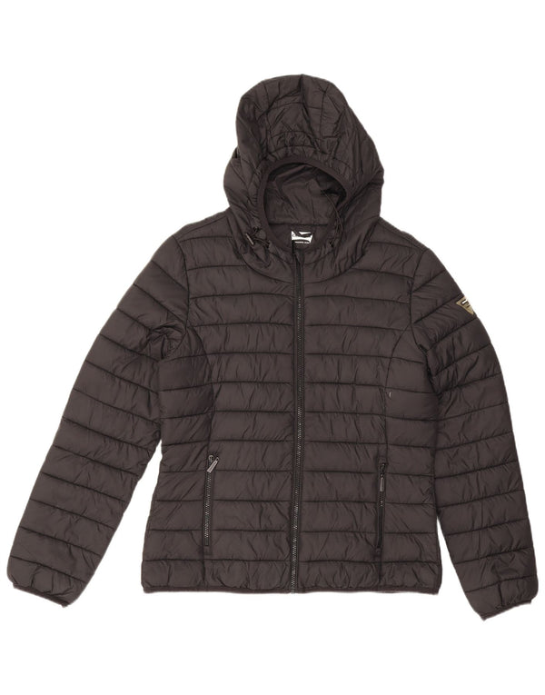 Carrera Chaqueta acolchada con capucha para mujer UK 44 Mediana Poliamida negra