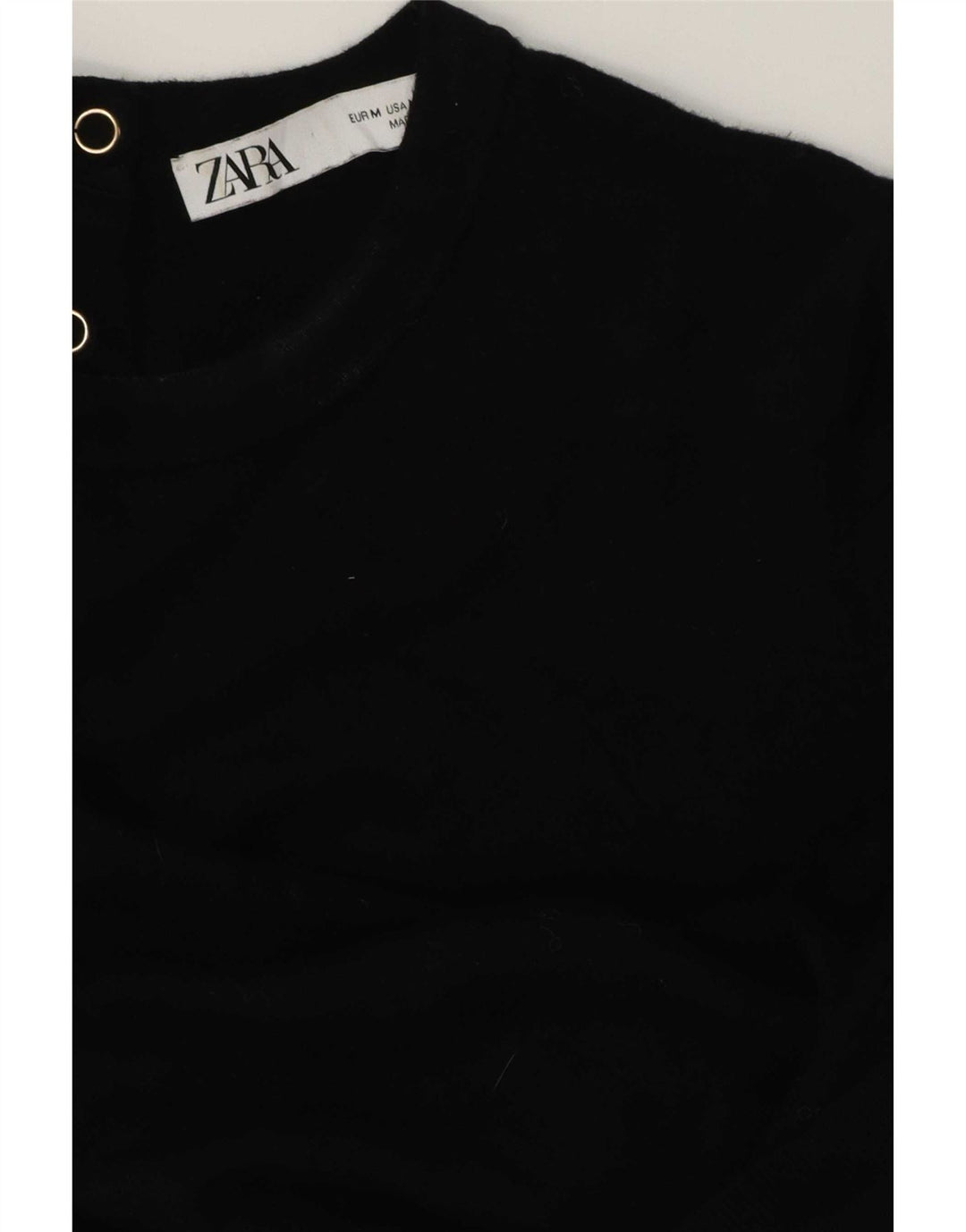Zara Mujer Camiseta Top UK 44 Mediano Negro