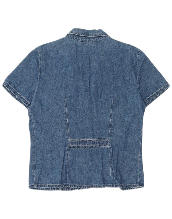 DRESS BARN Camisa vaquera de manga corta para mujer US 8 Algodón azul medio