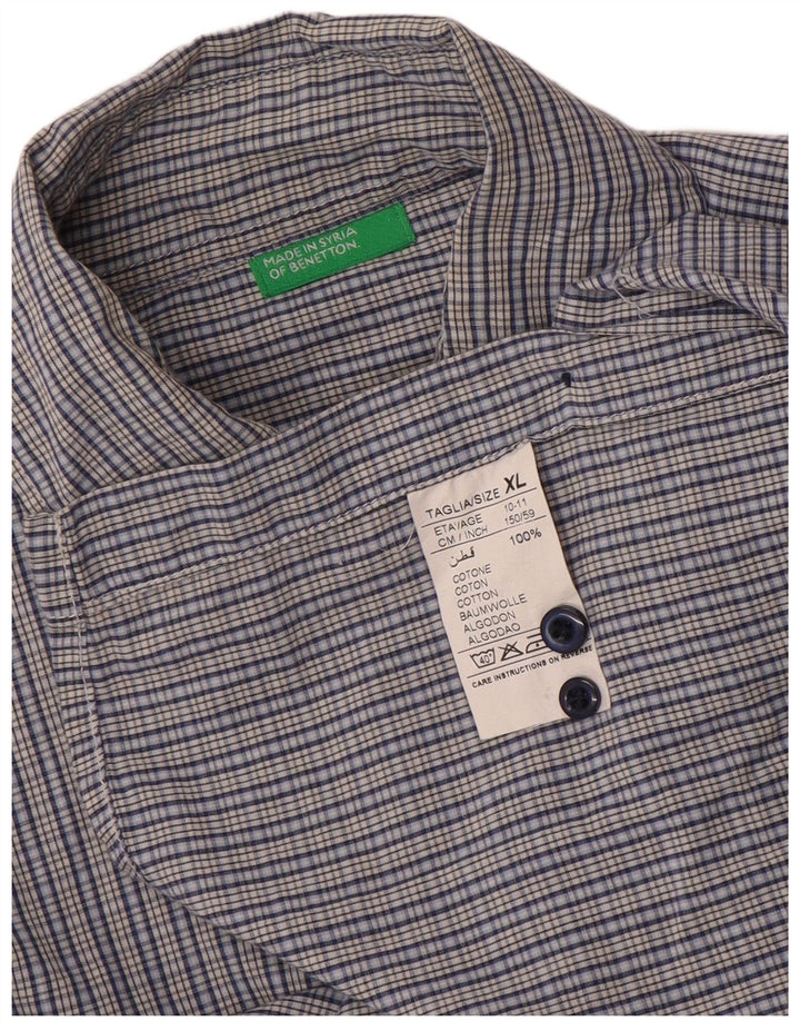 Benetton Camisa Niño 10-11 Años XL Algodón Vichy Azul