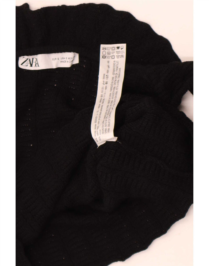 Zara Mujer Crop Top UK 8 Small Viscosa Negra