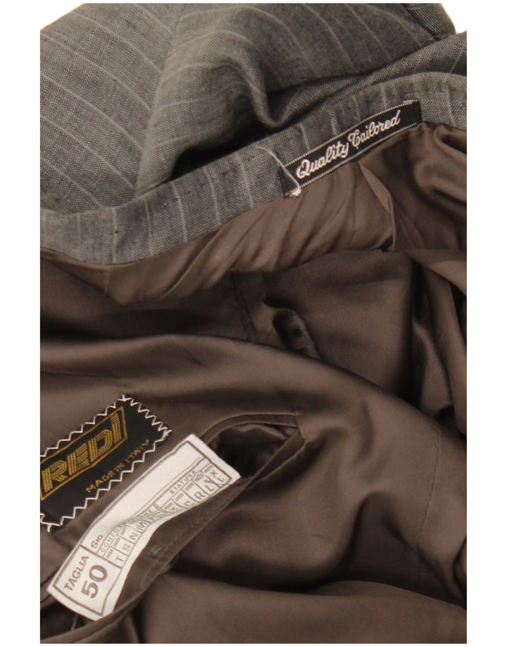 Vintage hombres chaqueta blazer de doble pecho IT 50 rayas grises grandes