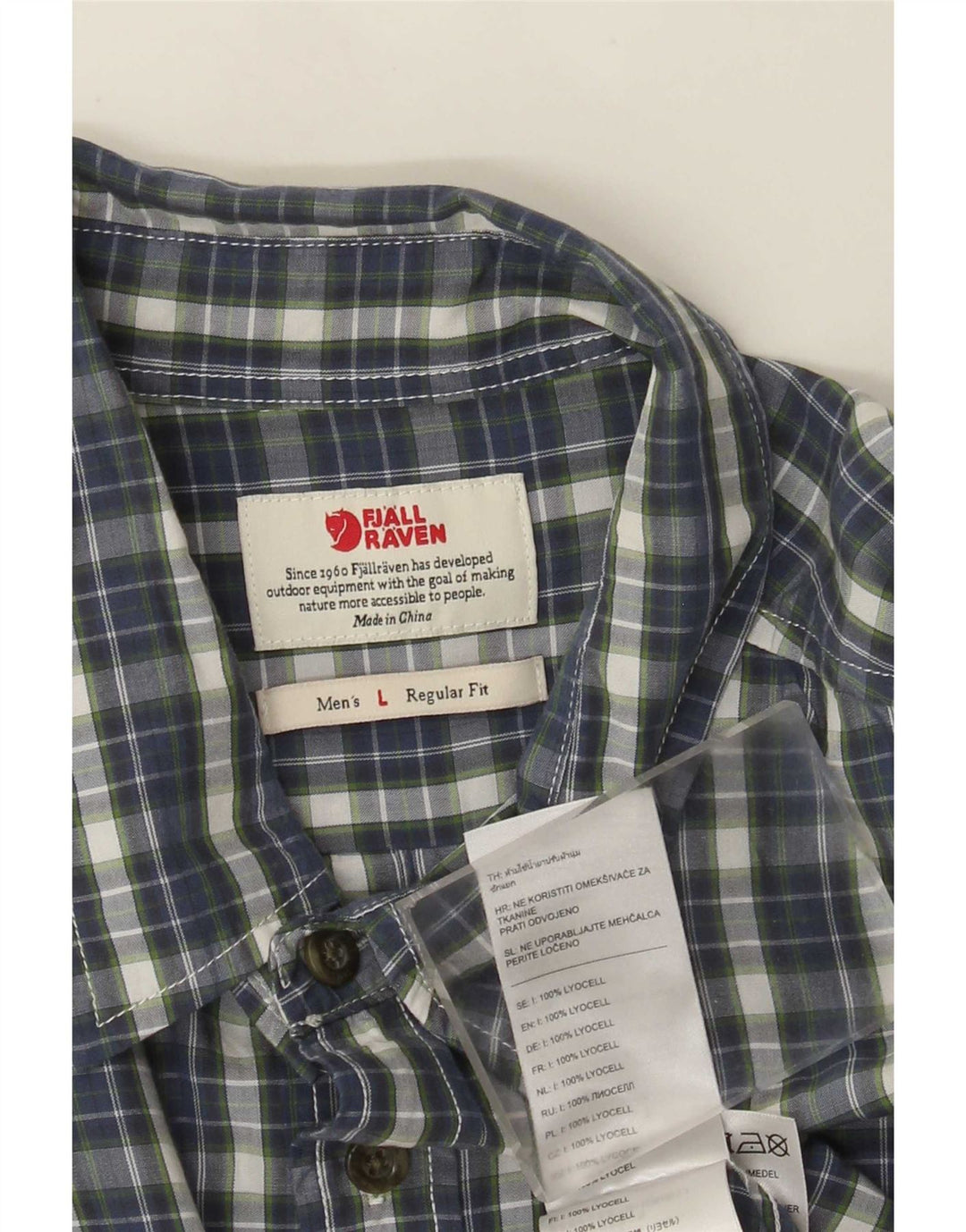 Camisa de corte regular para hombre Fjall Raven Lyocell a cuadros azules grandes
