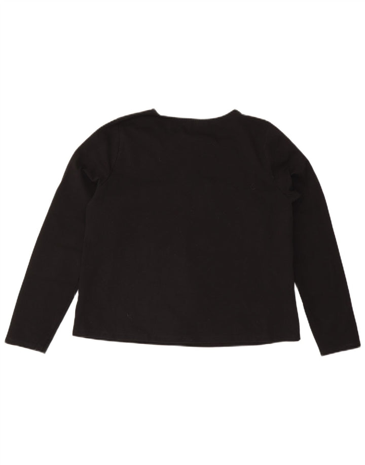 BENETTON Top extragrande para mujer, manga larga, UK 10, pequeño, algodón negro