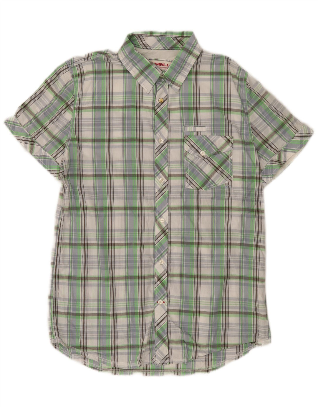 O'Neill Camisa De Manga Corta Para Hombre De Algodón A Cuadros Verde Grande