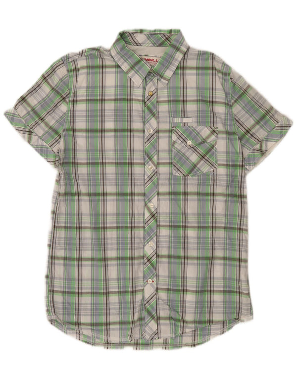 O'Neill Camisa De Manga Corta Para Hombre De Algodón A Cuadros Verde Grande