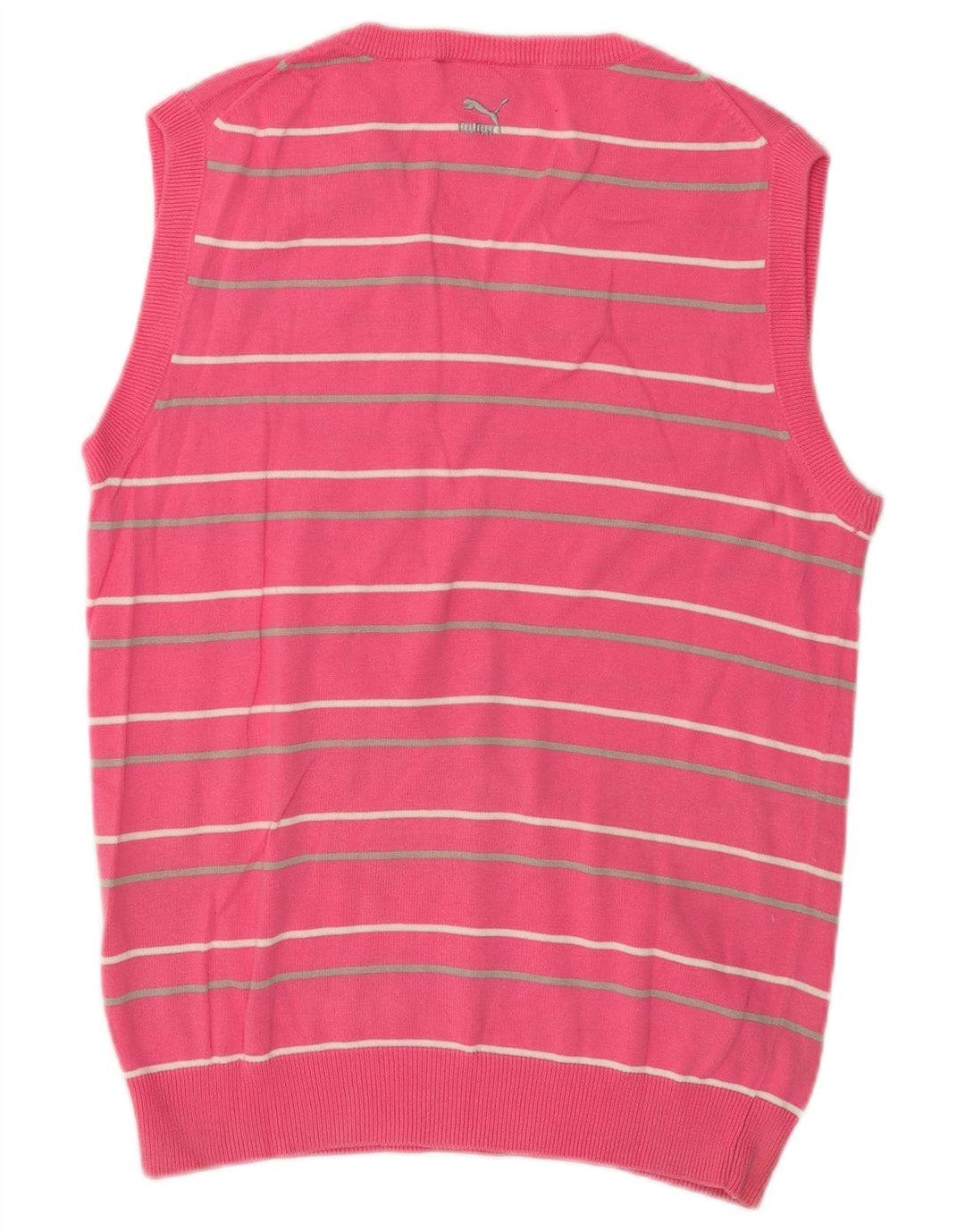 Camiseta sin mangas Puma para hombre de algodón a rayas rosa medio