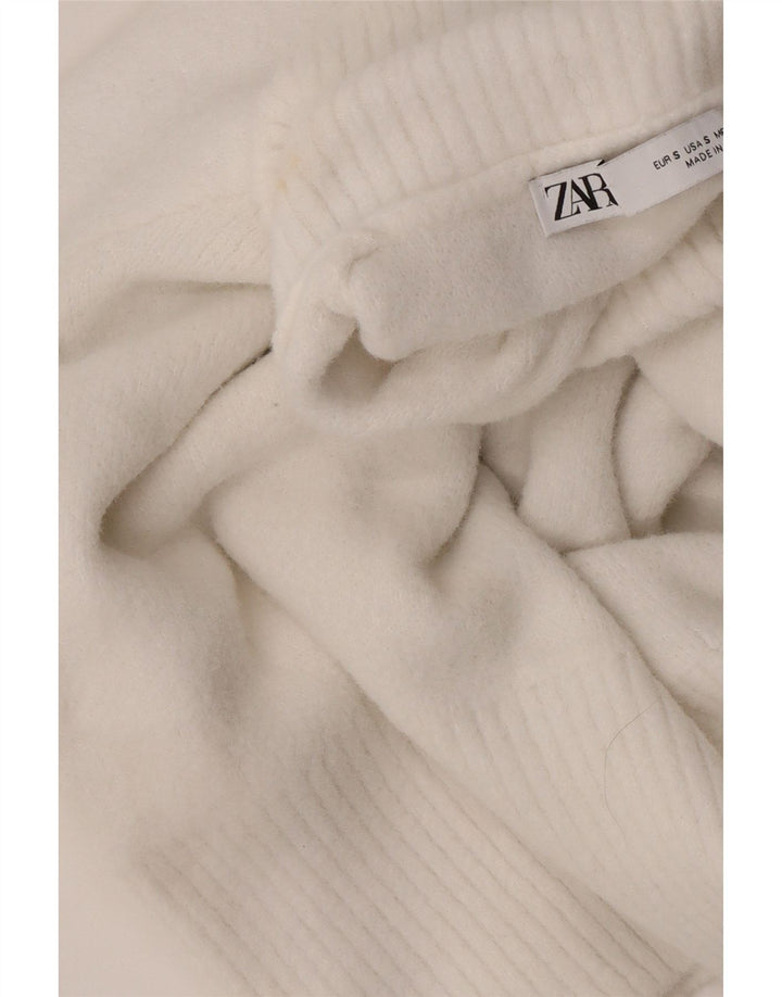 Zara Mujer Cuello Alto Jersey Jersey UK 10 Small Blanco