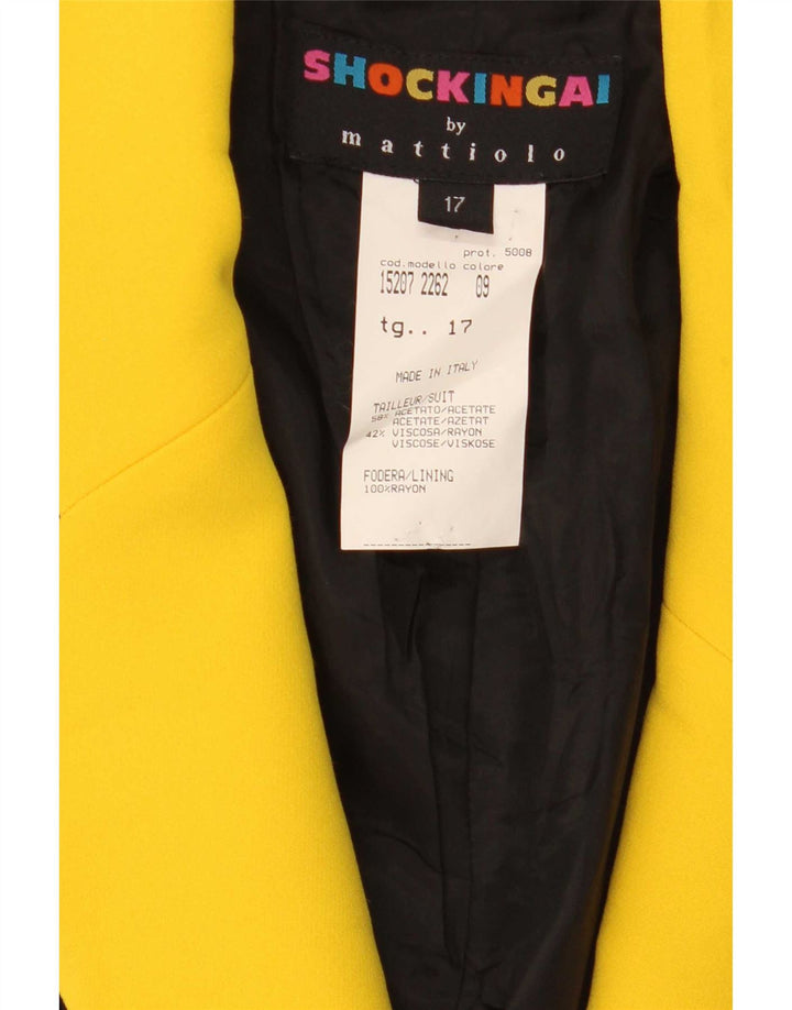 Vintage mujer 1 botón Blazer chaqueta Reino Unido 14 acetato de bloque de color negro grande