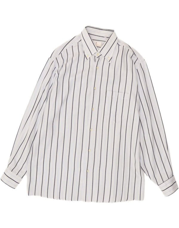 Camisa VINTAGE para hombre XL Algodón a rayas blancas