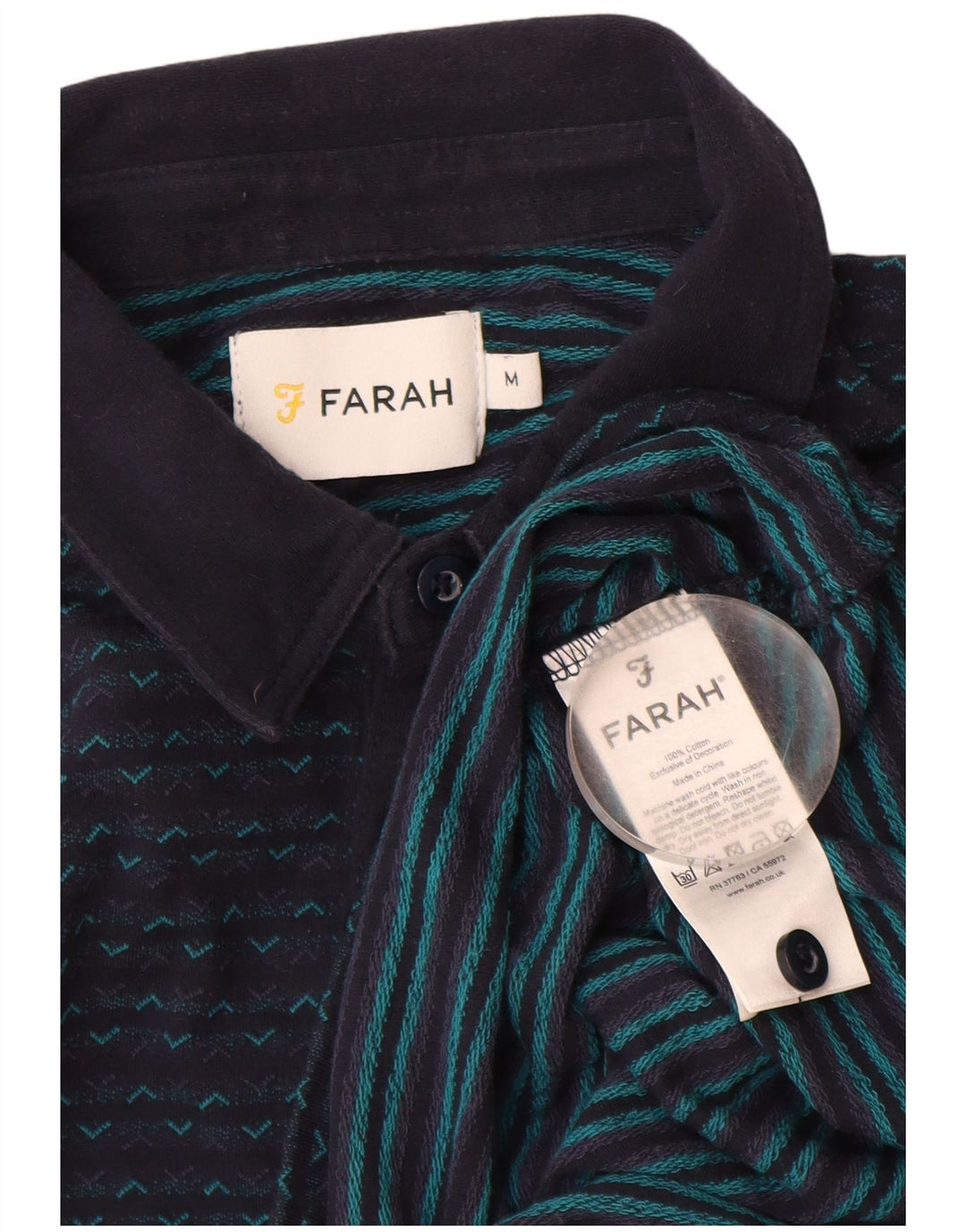 FARAH Polo Hombre Algodón Geométrico Azul Marino Medio