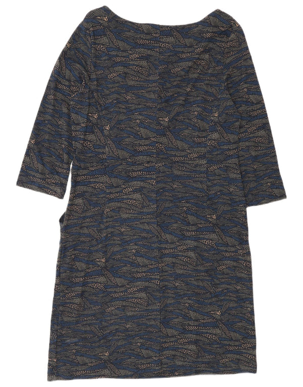 White Stuff Vestido básico de manga 3/4 con estampado abstracto para mujer UK 44 Azul grande