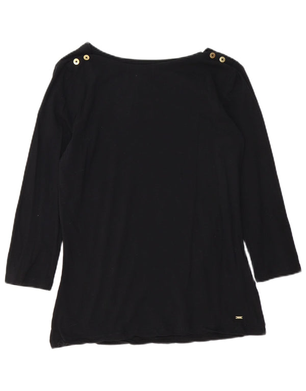 Tommy Hilfiger Top para mujer manga 3/4 UK 12 Algodón negro mediano