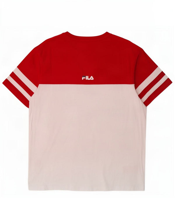 Fila Camiseta gráfica para hombre Top Medium White Colourblock Cotton