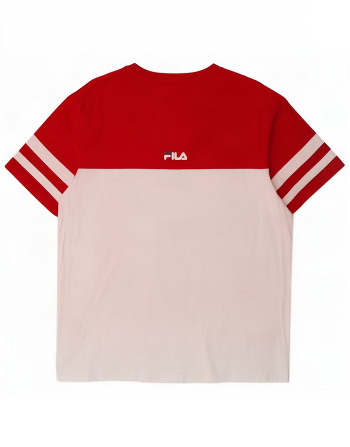Fila Camiseta gráfica para hombre Top Medium White Colourblock Cotton