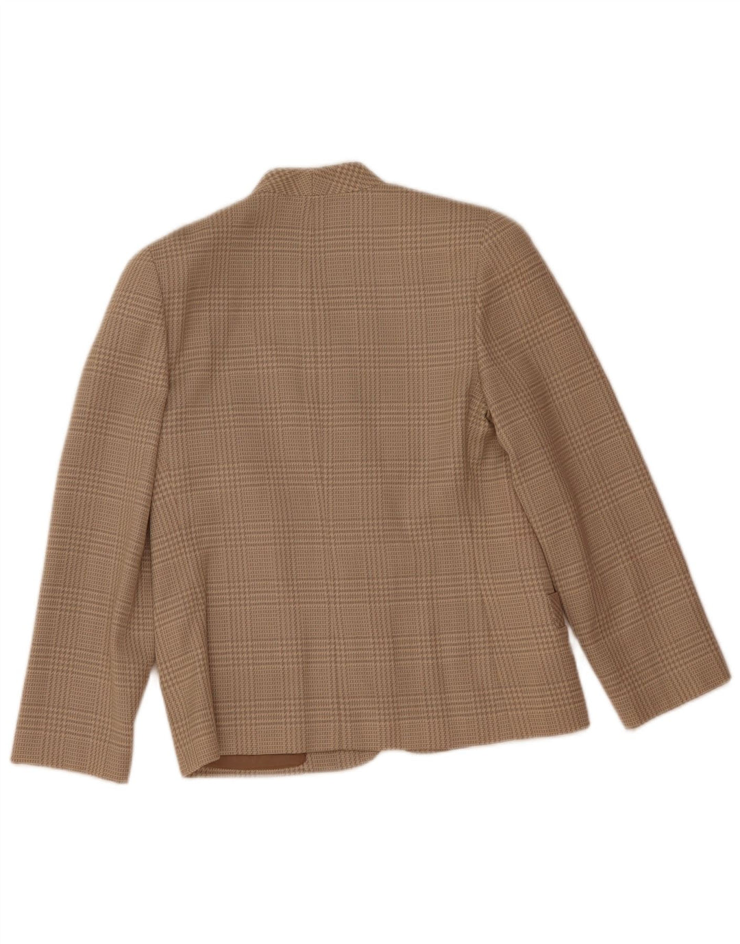 Vintage mujer 2 botones Blazer chaqueta IT 44 lana de pata de gallo beige medio
