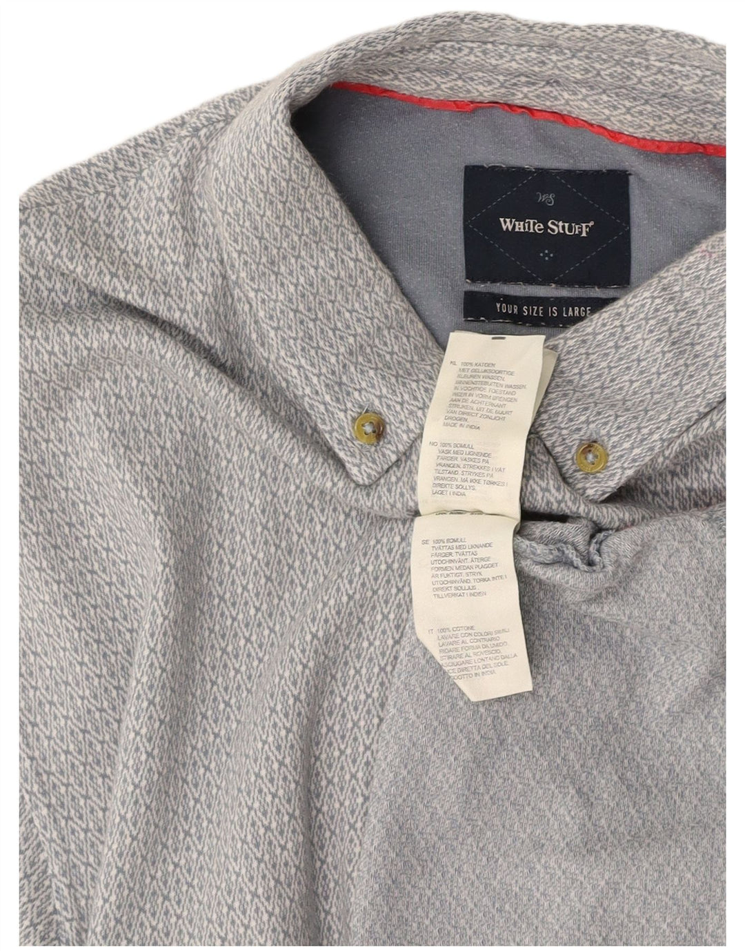 WHITE STUFF Polo para hombre de algodón geométrico gris grande