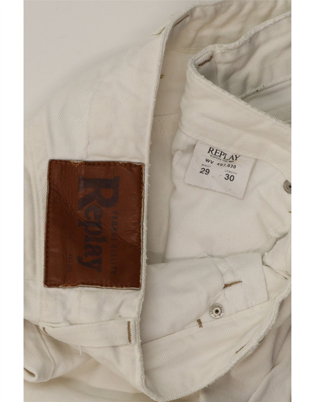 REPLAY Vaqueros Rectos Mujer W29 L30 Algodón Blanco