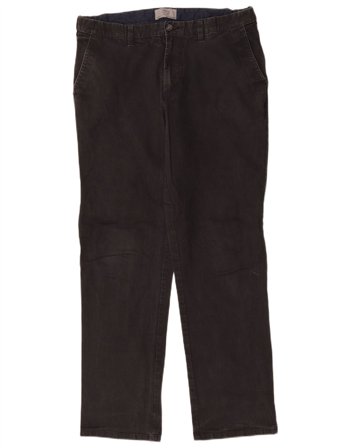 Marks & Spencer Pantalón chino de corte regular para hombre W36 L30 Algodón negro