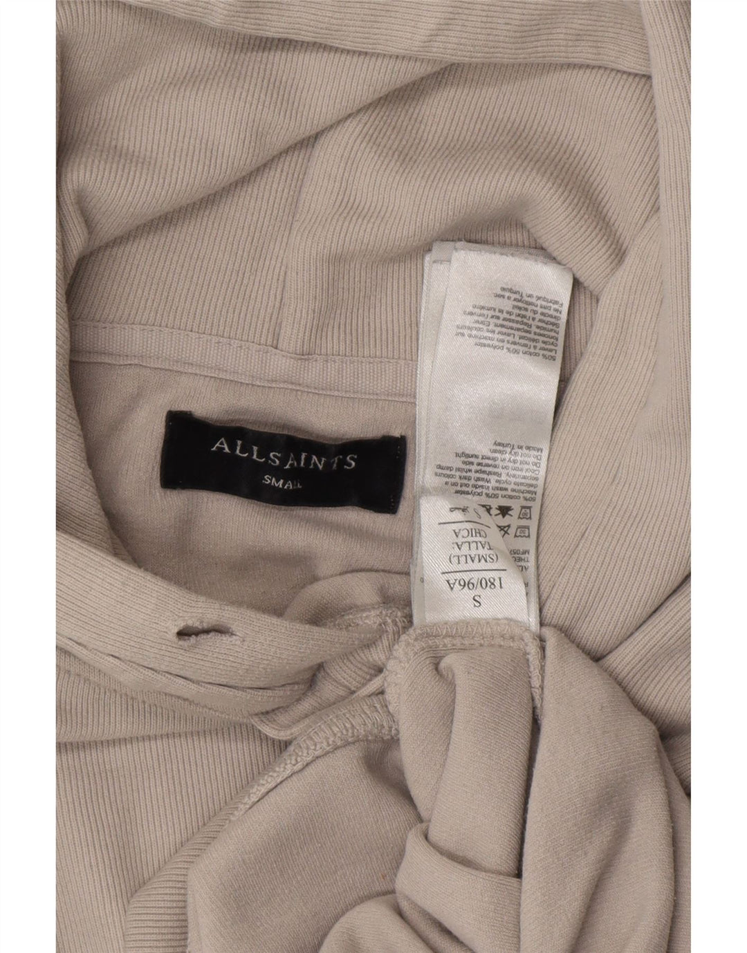 ALL SAINTS Jersey con capucha para hombre pequeño gris algodón