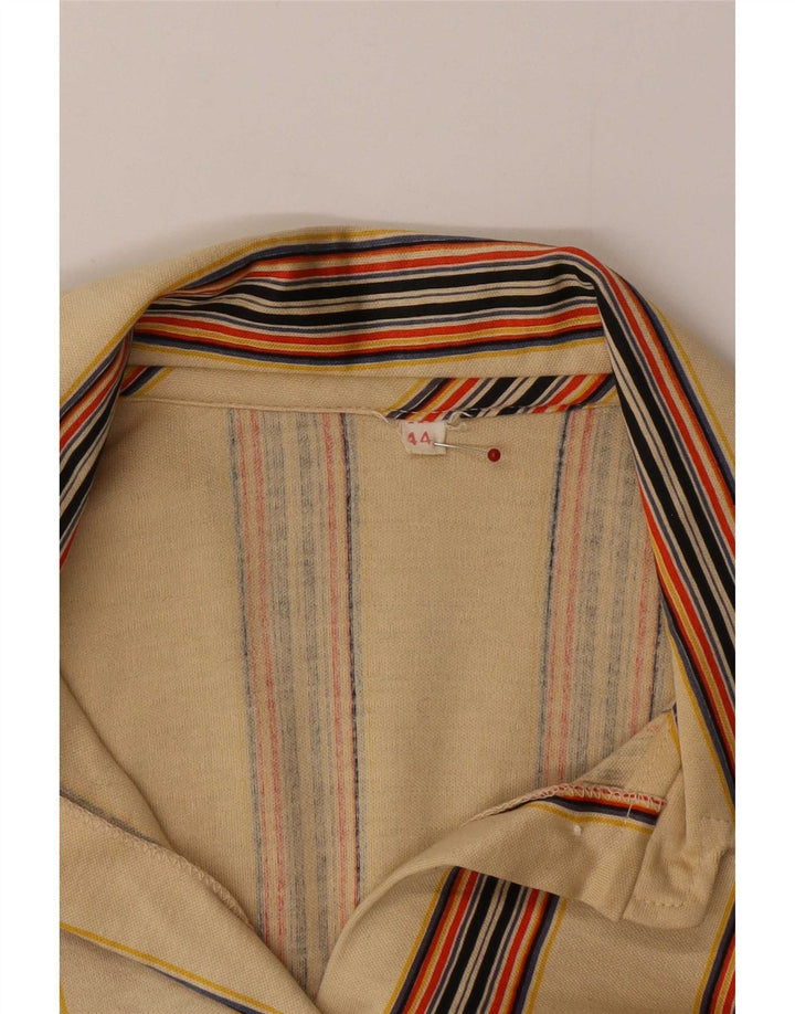 Camisa Vintage Mujer IT 44 Algodón Rayado Beige Medio