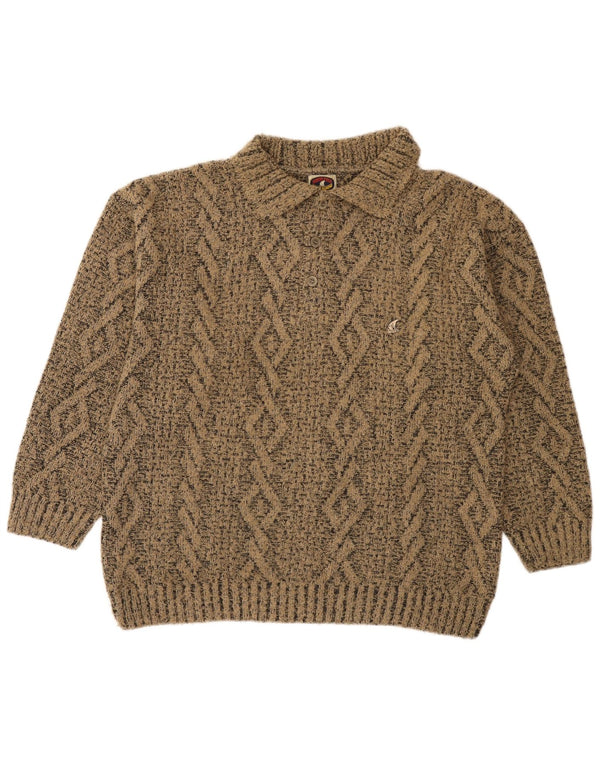 Polo Norte Hombre Polo Cuello Jersey Suéter Grande Marrón Geométrico Acrílico