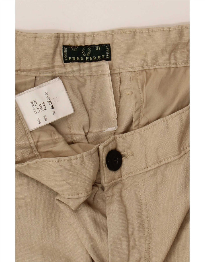 Pantalones Cortos Fred Perry Mujer W31 L25 Algodón Beige
