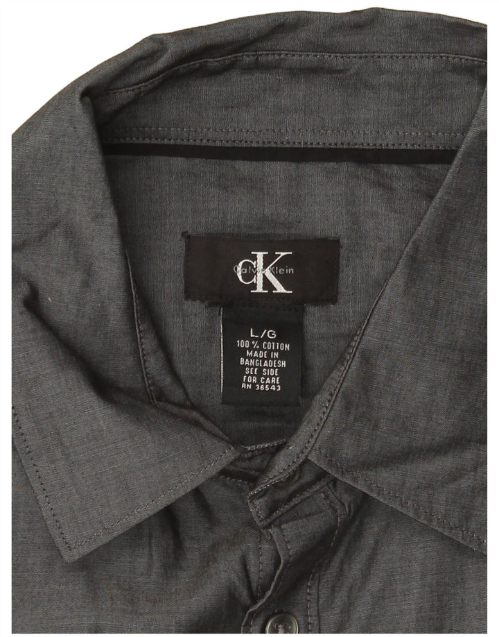 CALVIN KLEIN Camisa de manga corta para hombre Grande Gris Algodón