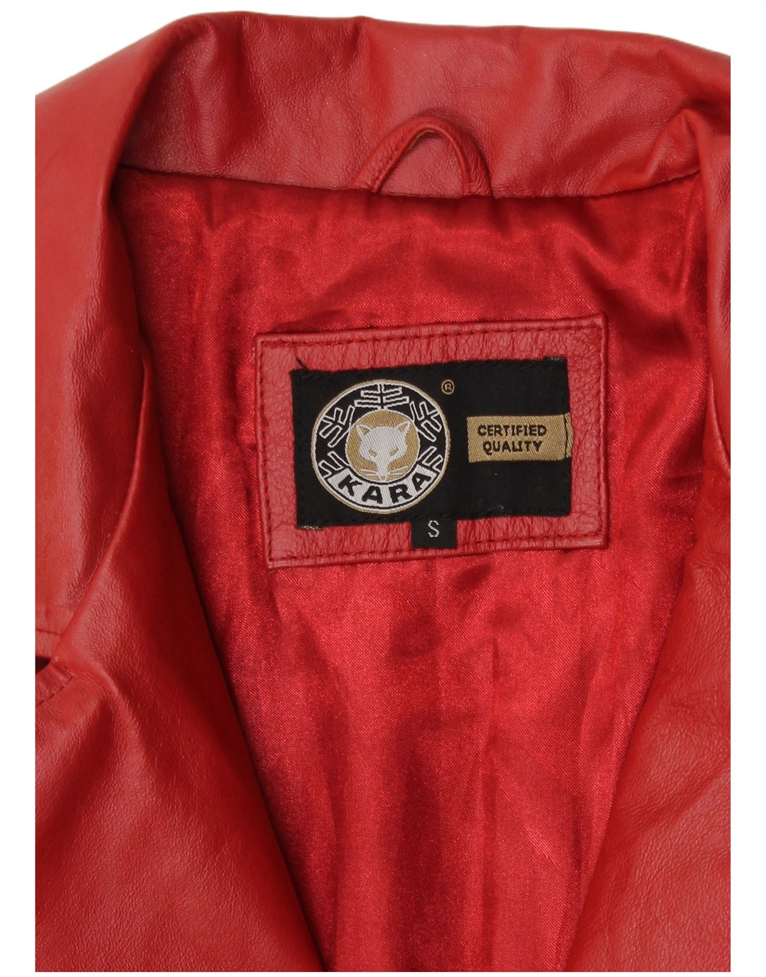 Abrigo de cuero Kara para mujer UK 10 Small Red Leather