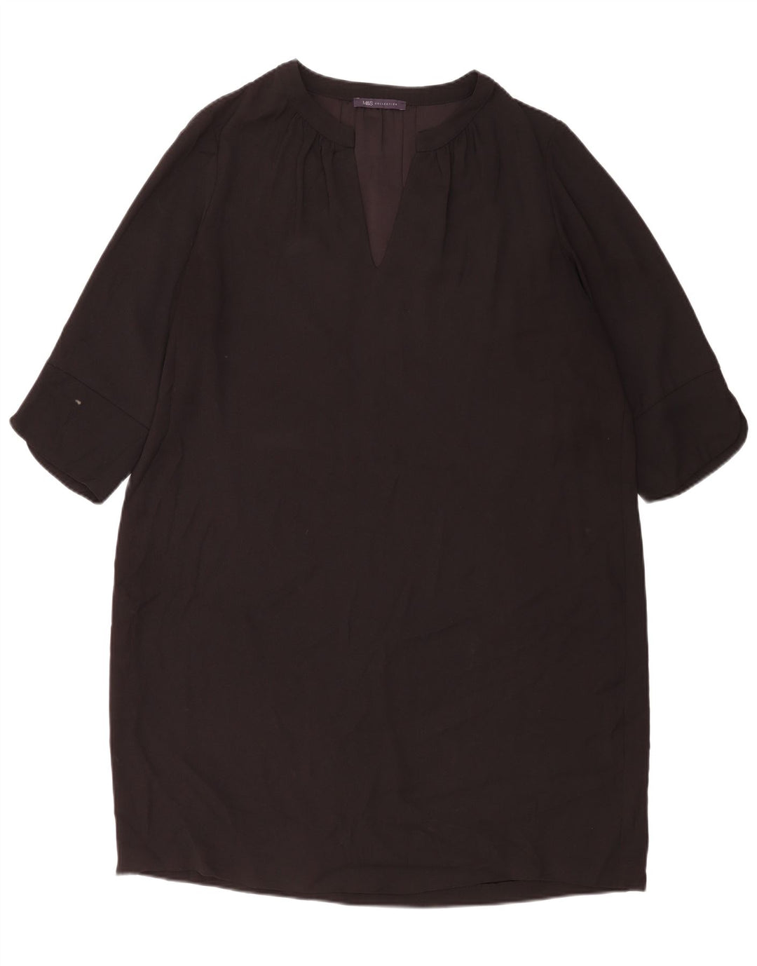 Marks & Spencer Vestido recto de manga 3/4 para mujer UK 20 2XL Poliéster negro
