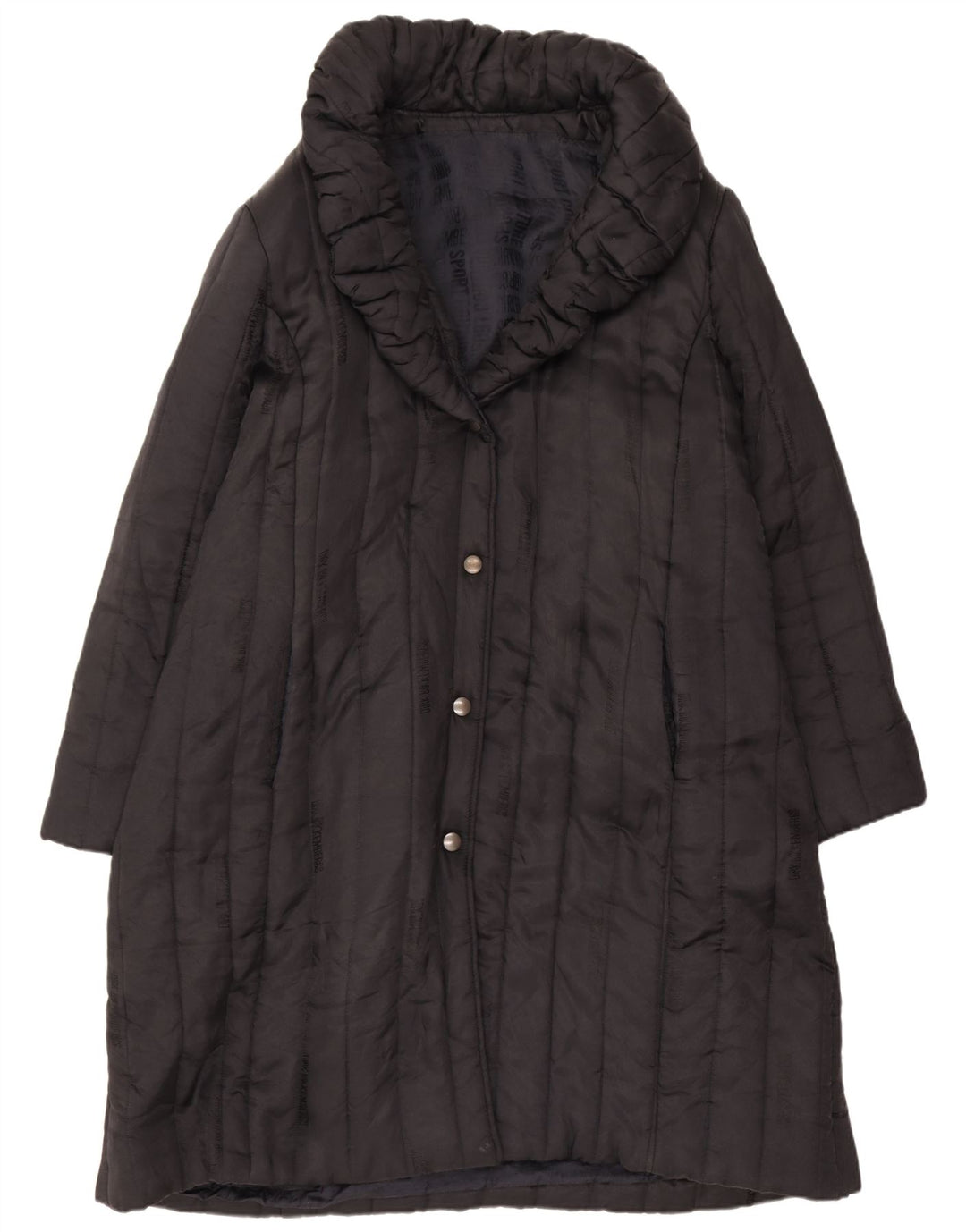 Vintage mujer acolchado abrigo Reino Unido 16 grande negro
