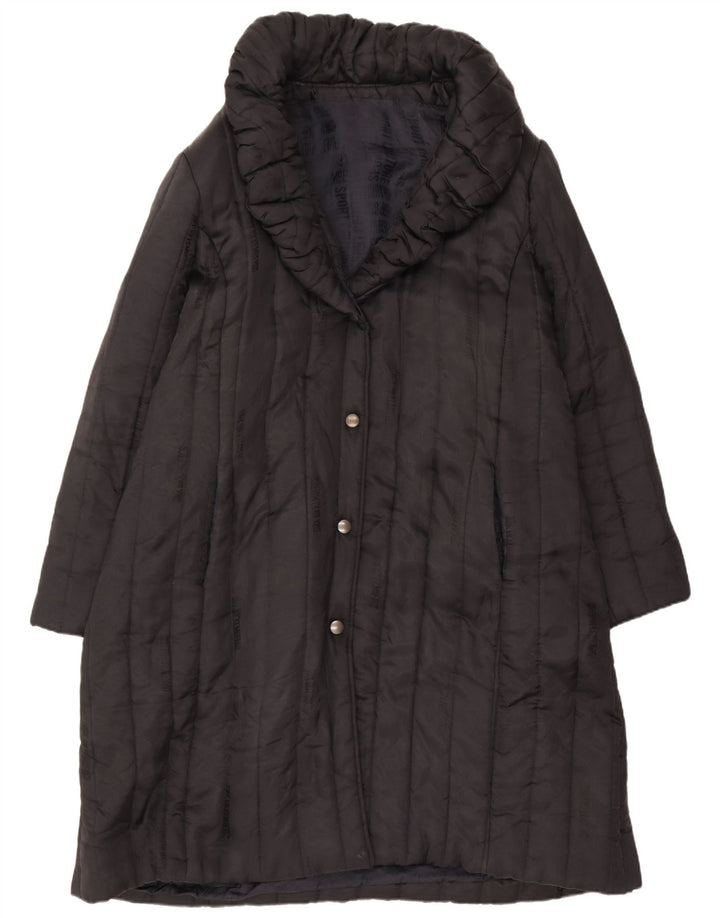 Vintage mujer acolchado abrigo Reino Unido 16 grande negro