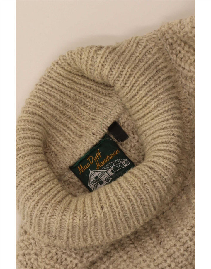 Vintage hombres rollo cuello jersey suéter grande beige
