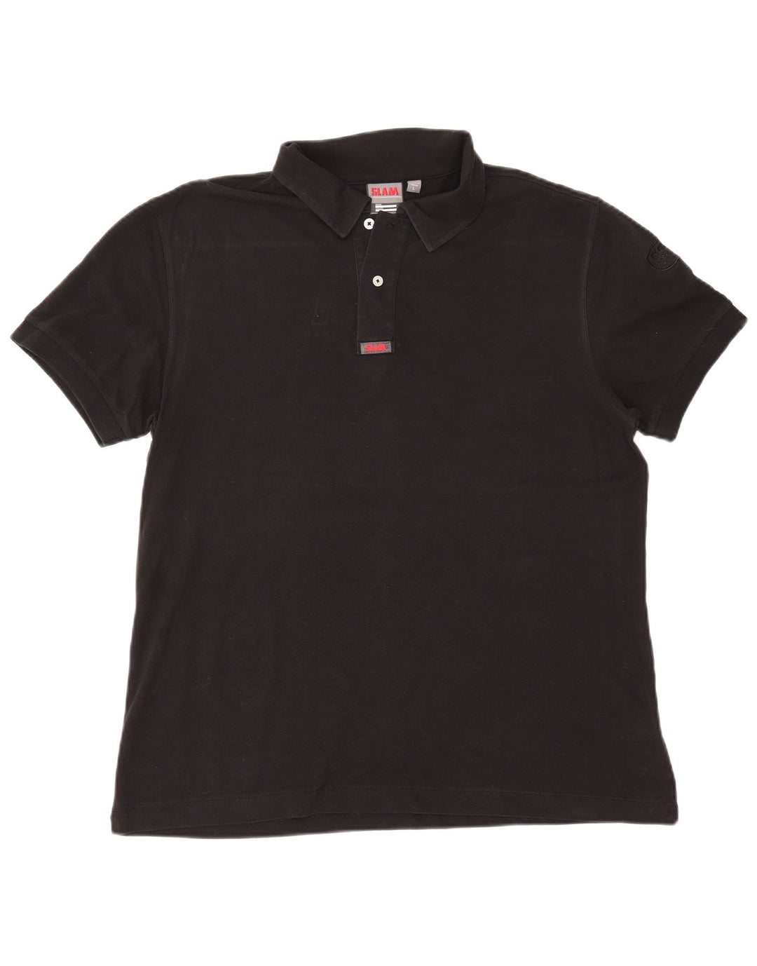 Slam - Polo para hombre, talla grande, algodón negro