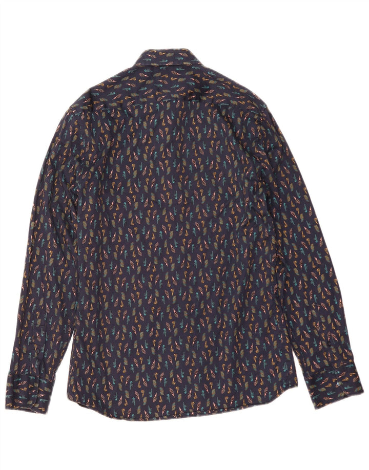 Zara Hombre Camisa Slim Fit Con Estampado Abstracto Azul Marino Mediano