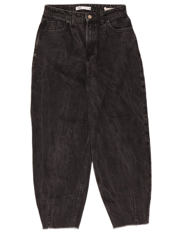 Zara Vaqueros De Cintura Alta Con Globos Para Mujer EU 36 XS W26 L26 Algodón Negro
