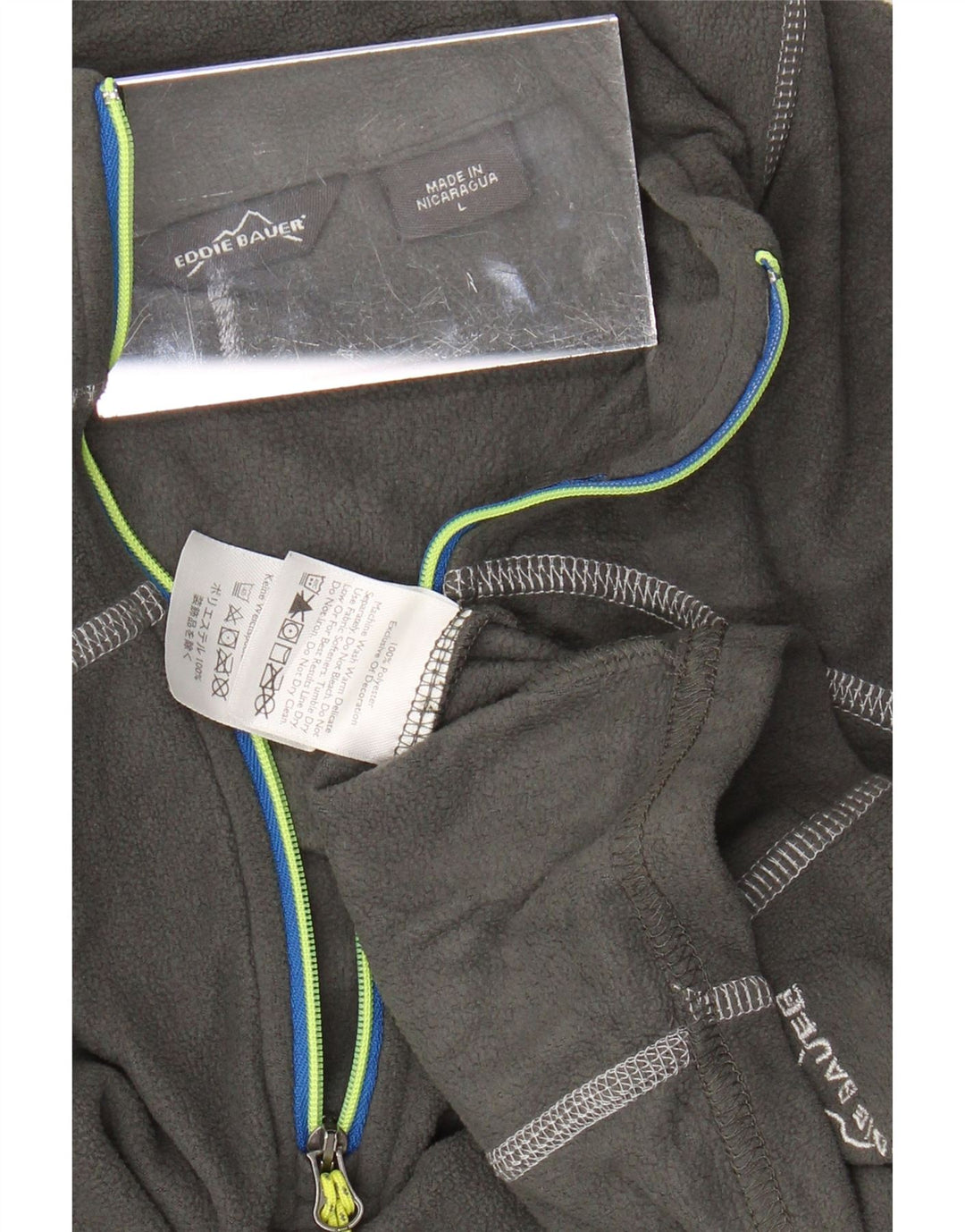 EDDIE BAUER Jersey polar con cuello y cremallera para mujer UK 46 Poliéster gris grande