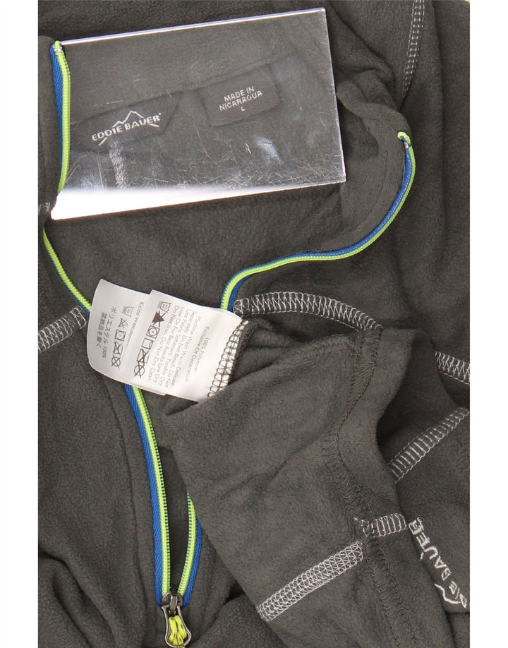 EDDIE BAUER Jersey polar con cuello y cremallera para mujer UK 46 Poliéster gris grande