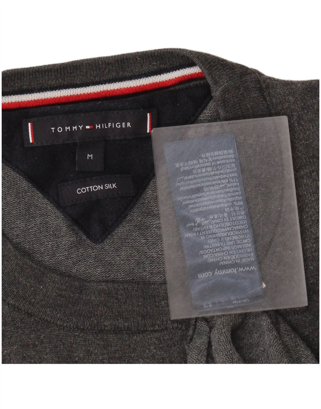 TOMMY HILFIGER Jersey de cuello redondo para hombre de algodón gris medio