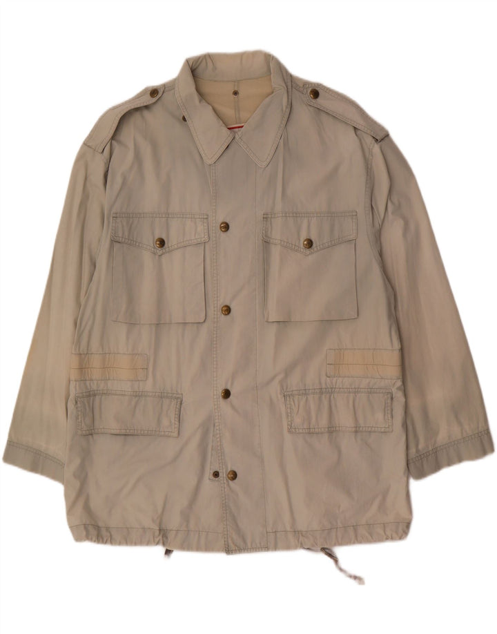 Vintage hombres chaqueta militar Reino Unido 38 algodón beige medio