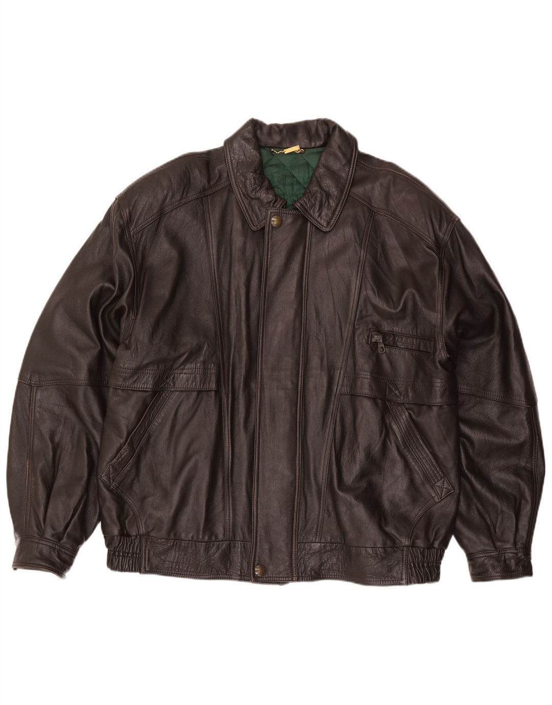 Chaqueta de cuero vintage para hombre IT 56 3XL Marrón