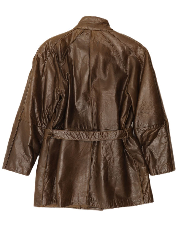 Abrigo de cuero vintage para mujer IT 42 Cuero marrón medio