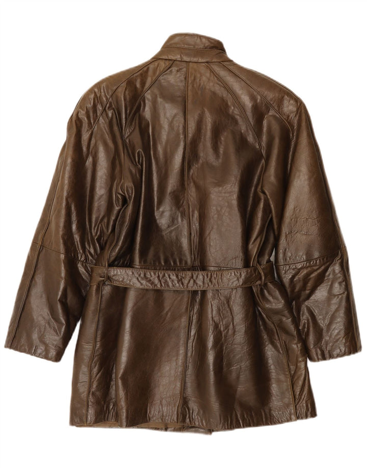 Abrigo de cuero vintage para mujer IT 42 Cuero marrón medio