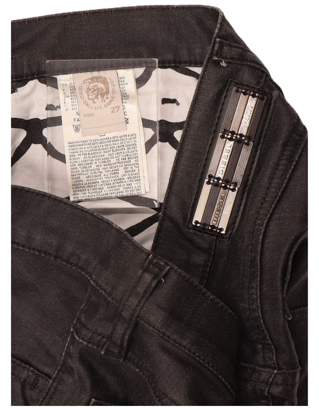 DIESEL Vaqueros Slim Mujer W27 L34 Negro Algodón