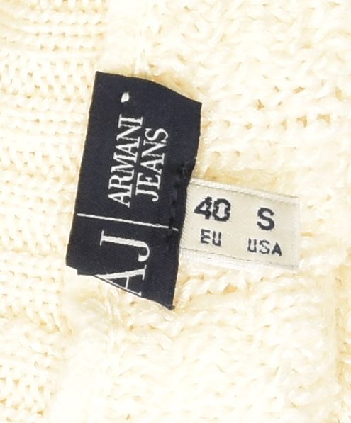 ARMANI JEANS Suéter tipo jersey con cuello vuelto para mujer EU 40 Medium Off White