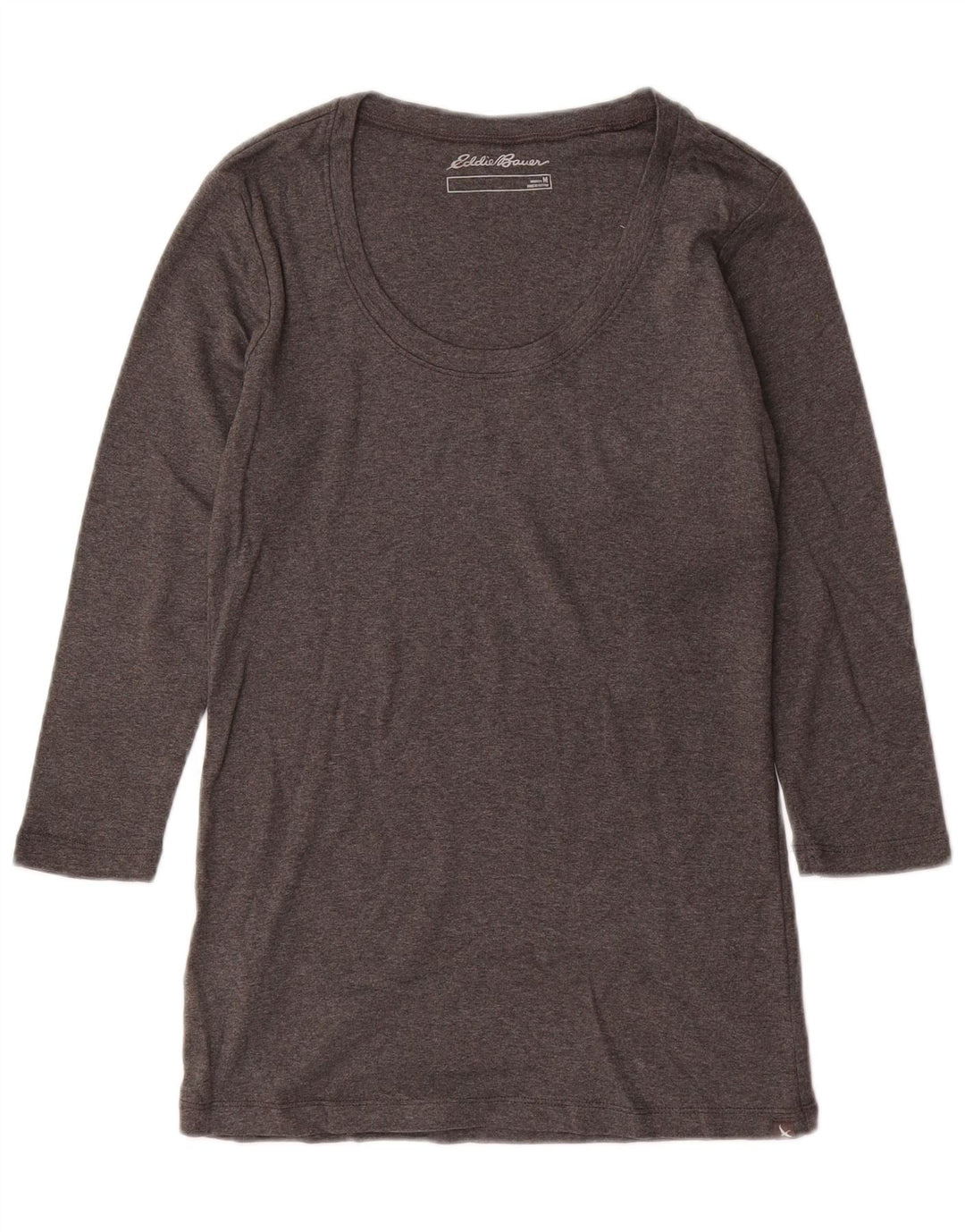 EDDIE BAUER Top para mujer manga 3/4 UK 12 Algodón gris medio
